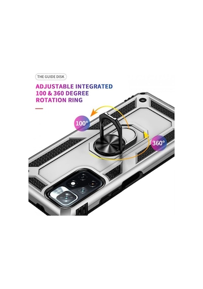 Smcase Xiaomi Redmi 10 2022 Kılıf Vega Yüzüklü Tank Silikon