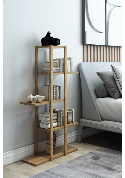 Fida Ahşap Raf Ünitesi 5 Katlı Mutfak Banyo Salon Organizer 40x108 Cm