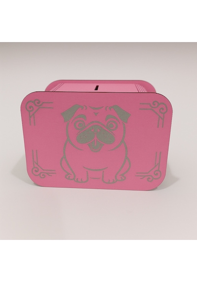 Köpek Kumbara - Ağaç İşleme -ceviz Ağacı-pembe