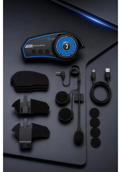 İtercom Motorsiklet Bluetooth Kask İnterkom Kulaklık Bt35 Siyah Yol Arkadaşı Ses Ünitesi