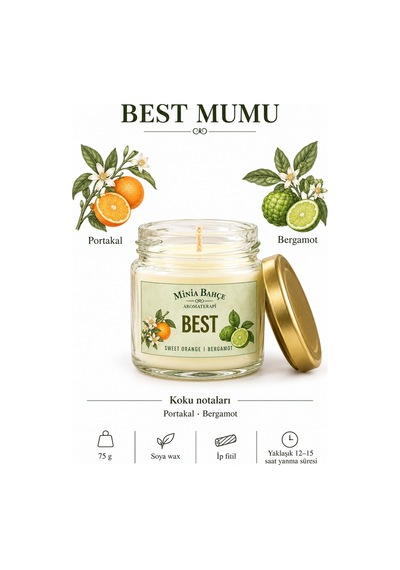 Minia Bahçe Portakal & Bergamot Soya Wax Mumu 75 Gr Beyaz