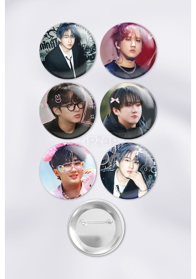 Changbin Stray Kids Kpop Çanta Süsü Rozet İğneli Buton Rozet Seti 6 Adet Altılı