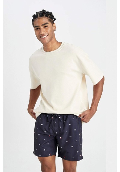 DeFacto Regular Fit Desenli File Astarlı Kısa Boy Deniz Şortu M8328AZ24HSNV100