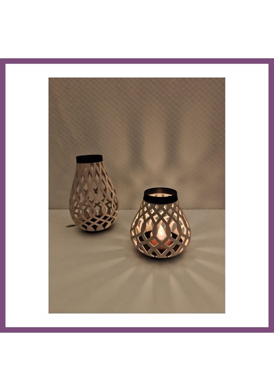 Twin Store 3d Baskı Modern Izgara Desenli Rüzgar Feneri Tealight Mumluk Dekoratif Mum Tutucu Bzstwın Çok Renkli
