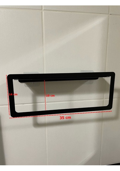 Lazer Kendinden Yapışkanlı Ve Vidalı Raflı Havluluk Mat Siyah Siyah