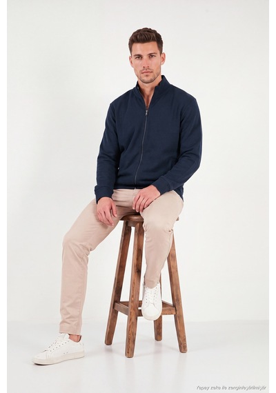 Buratti Pamuklu Regular Fit Dik Yaka Cepli Hırka Erkek Hırka 5905891 İndigo