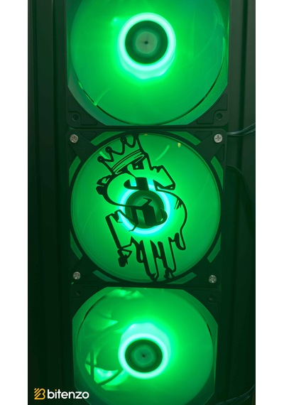 Graffiti Dolar Logolu 120x120 Mm Oyun Pc Aksesuarı, Masaüstü Bilgisayar Fan Kapağı Siyah