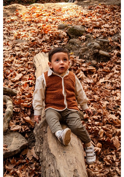 Luckka Heritage Puffy Astarlı Peluş Bebek Çocuk Yelek - Wellsoft Yelek - Ztpufyelek Kahverengi