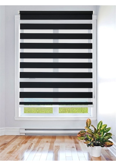 Zebra Stor Perde Siyah Etek Dilimli STB-400-V15