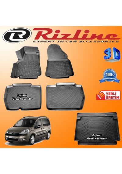 Berlingo 90 Lık 3D Paspas + Bagaj Havuzu 2008-2019 Arası Set N11.9040