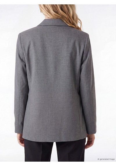 Lcw Vision Gri Kruvaze Yaka Kadın Blazer Ceket