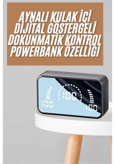 Powerbankli Bluetooth Kulaklık Yüksek Ses Aynalı Çift Dijital Gösterge Ekranı -