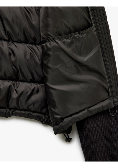 Koton Dik Yaka Slim Fit Fermuarlı Uzun Kollu Ceket Siyah 5sal20005ıw Siyah