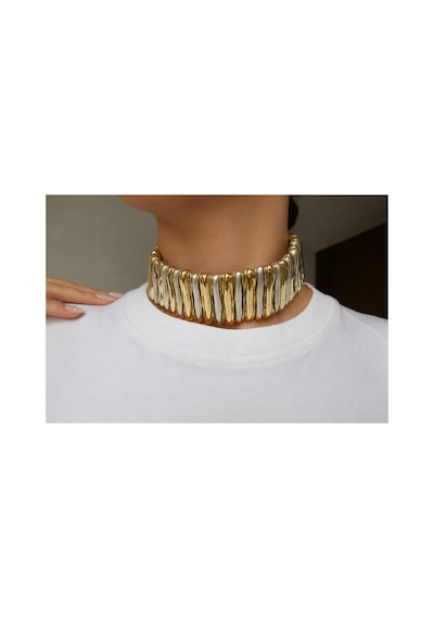 Twyn Choker Kolye Gümüş + Altın
