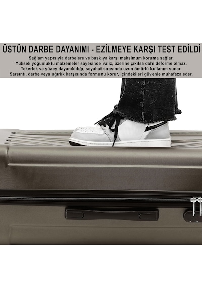 Anthony Jackson Ultra Hafif Abs Kabin + Orta + Büyük Set Valiz Trıon Füme