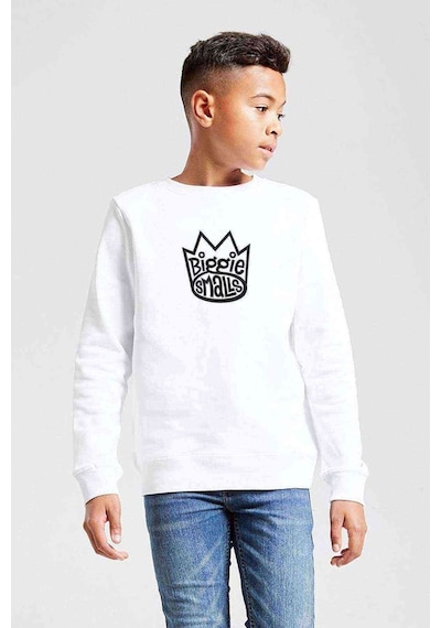 Tshirthane Smalls Hiphop Rap Baskılı Unisex Çocuk Beyaz Sweatshirt Beyaz
