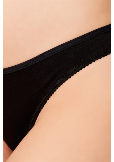 Cottonhill Basic Pamuklu Kadın Tanga 3'lü Paket Külot - 3 Renkli-3