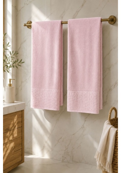 2'li Büyük Boy Banyo Havlusu 90x150 Cm %100 Pamuk Siena Collection 650 Gr Pembe
