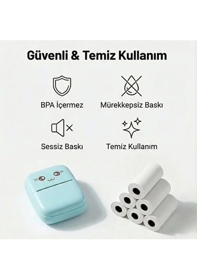 Kendinden Yapışkanlı Çocuk Kamera Baskı Kağıdı, 5'li Rulo 57x25mm Baskı Termal Kağıt Rulo