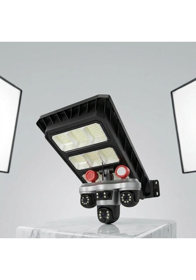 Led Projektörlü Solar Panel Destekli Akıllı Güvenlik Kamerası