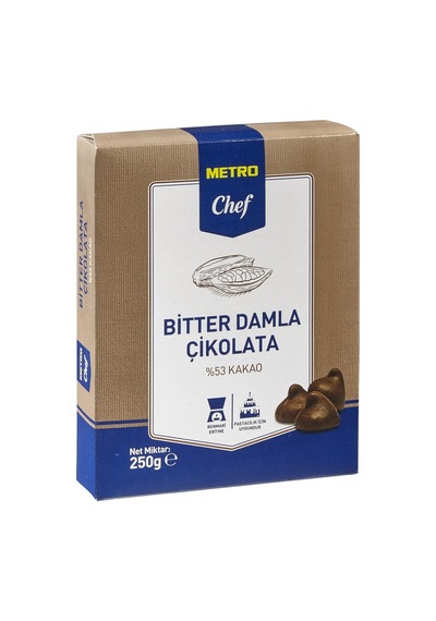 Metro Chef Bitter Damla Çikolata 250 G - Pastacılık Ve Tatlılar İçin Tarı