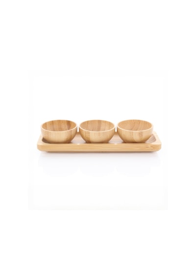 Mien 3lü Bambu Kase Seti Tabaklı Ahşap