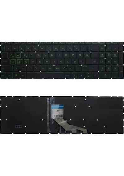 Yeşil-ışıklı-siyah, Notebook Klavye - Hp Pavilion Gaming 15-dk0006nt 6zh62ea Muadili İle Uyumlu