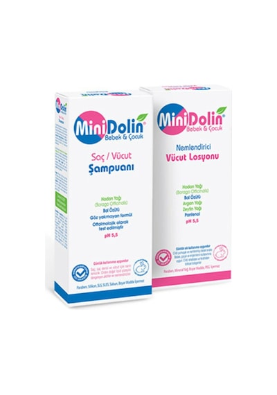 Minidolin Bebek Çocuk Saç ve Vücut Şampuanı + Nemlendirici Vücut Losyonu 2 x 250 ML