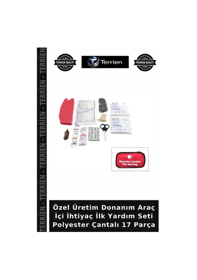Özel Üretim Donanım Araç İçi İhtiyaç İlk Yardım Seti Polyester Çantalı 17 Parça