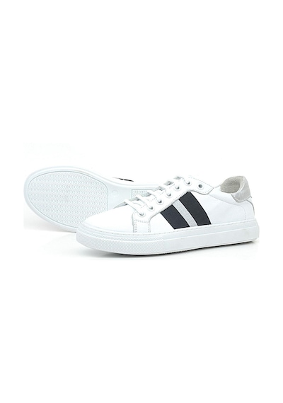 Hakiki Deri Beyaz Siyah Desenli Kadın Sneaker Ayakkabı Beyaz Hakiki Deri Beyaz Siyah Desenli Kadın Sneaker Ayakkabı Beyaz