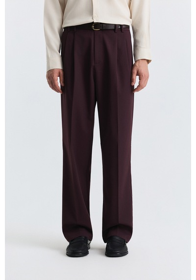 Antioch Pileli Relax Fit Erkek Pantolon Bordo