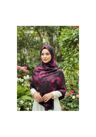 Müslüm, Floral Yaprak Desenli Bürümcük Şal Zarif, Kaymaz, Terletmez Ve Rahat Kullanım 75 X 200 Cm Siyah Bordo