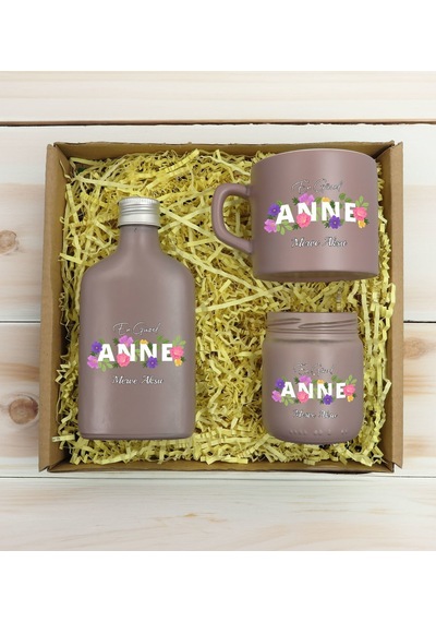 Bk Gift Kişiye Özel İsimli Dtf Anne Temalı Mat Gri Kahve Fincanı & Kolonya & Mum Hediye Seti-3, Anneye Hediye, Anneler Günü Hediyesi Kobitmeyencom3095