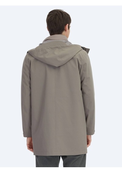 Kip Haki Oversize Fit Kruvaze Yaka Casual Dokuma Pardesü Haki