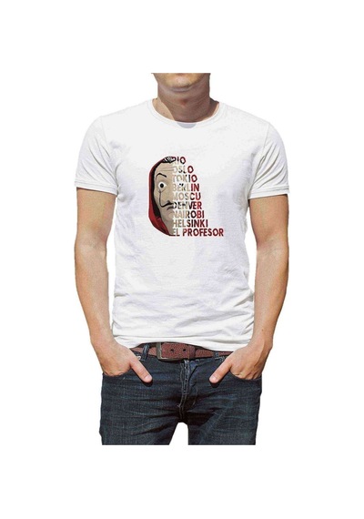 La Case De Papel Nombres De Baskılı Beyaz Erkek Tshirt