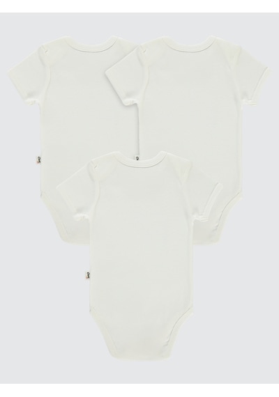 Civil Baby Bebek 3'lü Çıtçıtlı Badi 3-9 Ay Beyaz