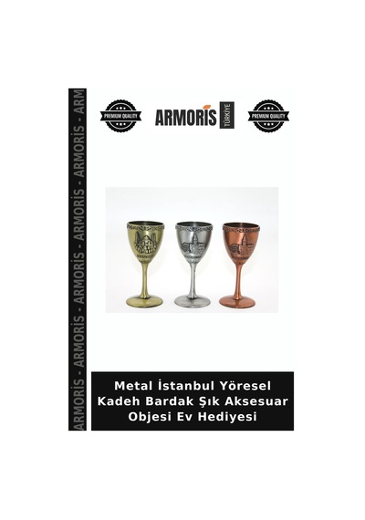 Metal İstanbul Yöresel Kadeh Bardak Şık Aksesuar Objesi Ev Hediyesi Çok Renkli