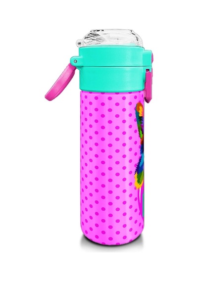 Coral High Kids Pembe Mavi Kedi Desenli Pipetli Ve Direkt İçim Çelik Termos 500 Ml 31842 Pembe - Açık Yeşil