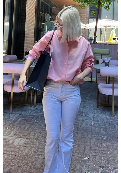 Madmext Mad Girls Pembe Oversize Gömlek Mg1369 Pembe