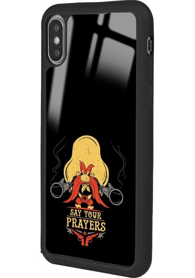 Apple Uyumlu iPhone Xs Max Say Your Prayers Tasarımlı Glossy Telefon Kılıfı Siyah