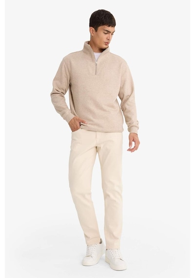 Defacto Regular Fit Dik Yaka Yarım Fermuarlı Sweatshirt F4137ax25aubg300 Bej