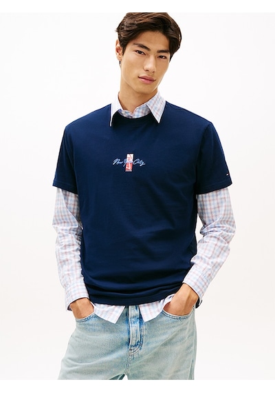 Tommy Hilfiger Tjm Reg Sıgn Block Ss Tee Ext Erkek Mavi T-shirt - Dm0dm22532
