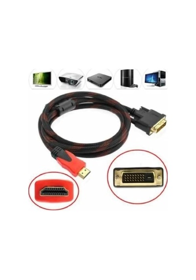 Hdmi To Dvi 24+1 Çevirici Dönüştürücü Monitör Kablosu 1.5 Metre Dual Link Dvı-d 24+1 Konnektörlü Hasır