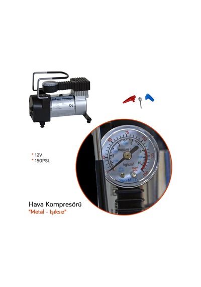 Sun Mild Hava Kompresörü 12v 150 Psi Metal Işıksız Siyah Br2491050