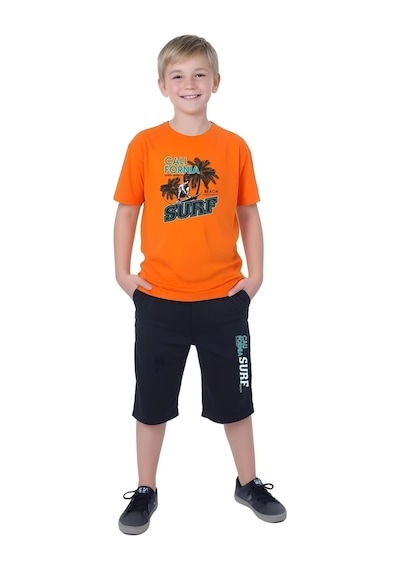 Fyk Kids Erkek Çocuk Yazlık Surf Baskılı Alt-üst Takım Turuncu