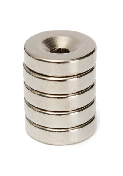 Güçlü Neodyum Mıknatıs Havşa Delikli D15X5 (6 Adet)