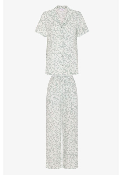 Penti Green Leopard Gömlek Pantolon Pijama Takımı Ge34
