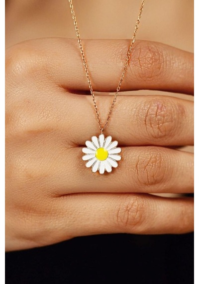 Roza Silver Mineli Rose Papatya Gümüş Kolye