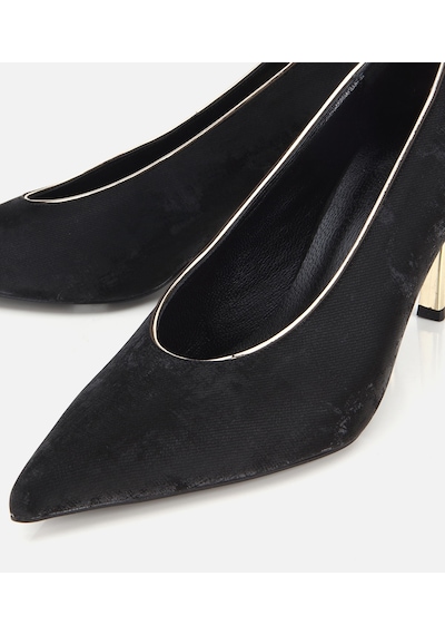 Hotiç Kadın Süet Siyah Gold Detaylı İnce Topuklu Stiletto 01ayh332690a100 01ayh332690a100