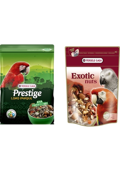 Versele Laga Prestige Loro Parque Ara Papağan Yemi 2 Kg + Exotic Nuts 750 G 2 Li Paket